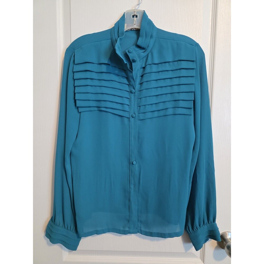Jackson Square New Orleans Sheer Green Button-Up Blouse
